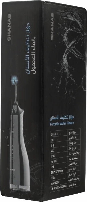 جهاز تنظيف أسنان لاسلكي شنب، قابل شحن، 3 أوضاع، فوهة تدور 360°، SH-011 - أسود product image 5