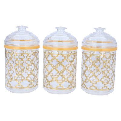 طقم علب بهارات بلاستيك السيف غاليري، دائري، 3 قطع - ذهبي product image 3