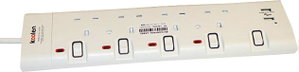 وصلة كهربائية كولن، 3250 واط، 4 مخارج، 5 متر، 2 USB، 301100008 - ابيض product image