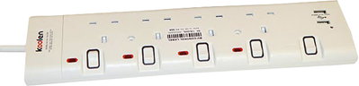 وصلة كهربائية كولن، 3250 واط، 4 مخارج، 5 متر، 2 USB، 301100008 - ابيض product image 1