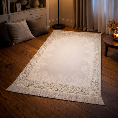 Back Comfort Pearl Velvet Prayer Mat, 2.5 cm Thickness, 120 x 80 x 2.5 - Off White product image 1