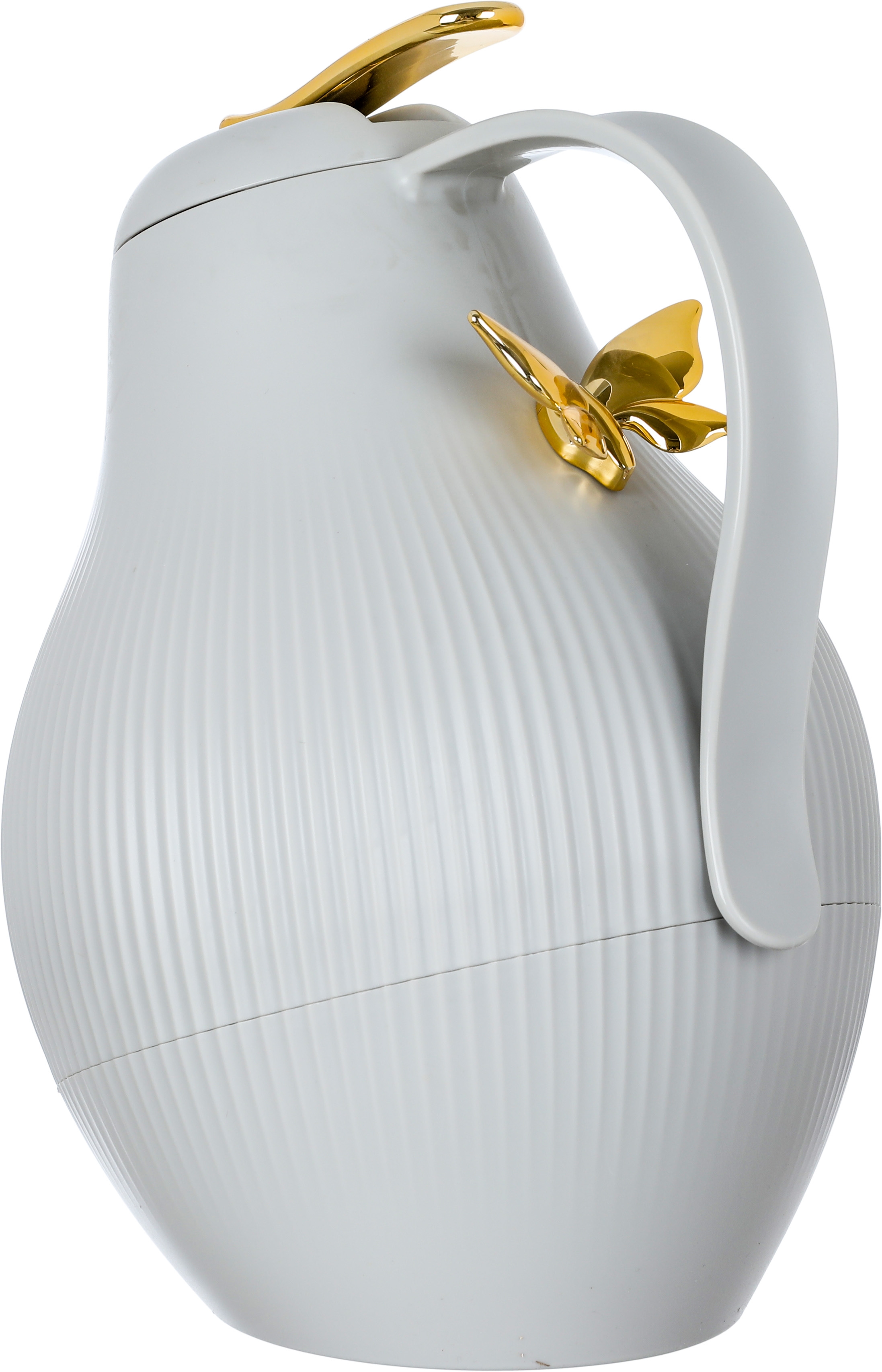 Al Saif Gallery Dora thermos, 1.5 liters, with golden butterfly, thermal glass inner shell, plastic outer shell - light gray product image 2