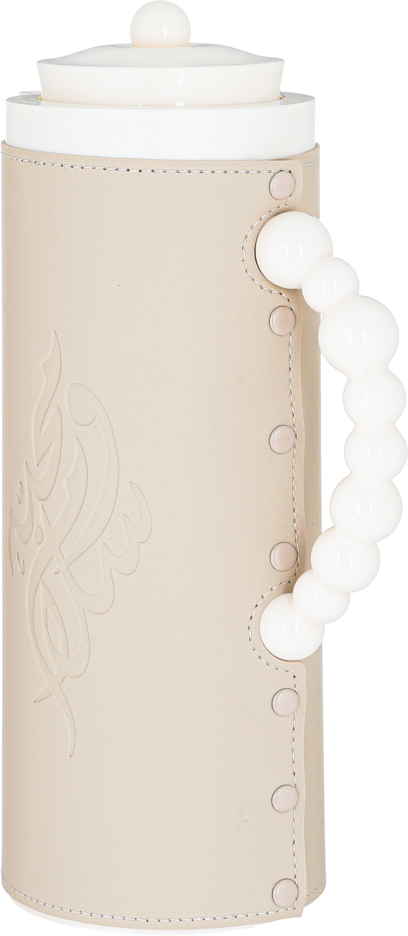 Al Saif Gallery Royal 7 glass thermos, 1 liter, plastic outer shell with leather cover - white product image 2