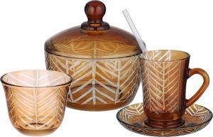 Al Saif Gallery Glass Sugar Cup Serving Set, 11cm, 26 Pieces, Floral Pattern - Transparent Gold product image