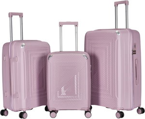 طقم شنط سفر بولي بروبيلين ليمرا، 3 مقاسات، 4 عجلات، بزاوية 360 درجة، LMA-PP509 - بنفسجي product image