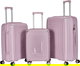 طقم شنط سفر بولي بروبيلين ليمرا، 3 مقاسات، 4 عجلات، بزاوية 360 درجة، LMA-PP509 - بنفسجي product image 1