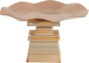 ستاند تقديم ستانلس استيل السيف غاليري، 20x20x17 سم، قاعدة مربع زجاج - عسلي نحاسي product image 2