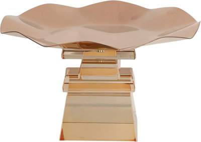 ستاند تقديم ستانلس استيل السيف غاليري، 20x20x17 سم، قاعدة مربع زجاج - عسلي نحاسي product image 2