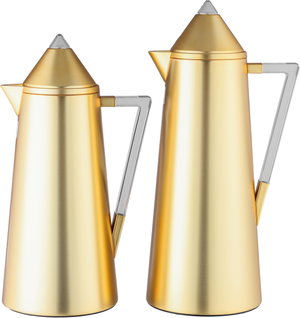Al Saif Gallery Al Dana Thermos Set, 2 Pieces, 0.7/1 Liter, Glass Inner Material, Transparent Handle, Press Lid - Gold product image 2