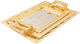 Al Saif Gallery steel topper, 52.4x34x5.5 / 46x29x5.5 / 39.5x23.5x5.5 cm, rectangular, with gold edges, 3 pieces - silver product image 1