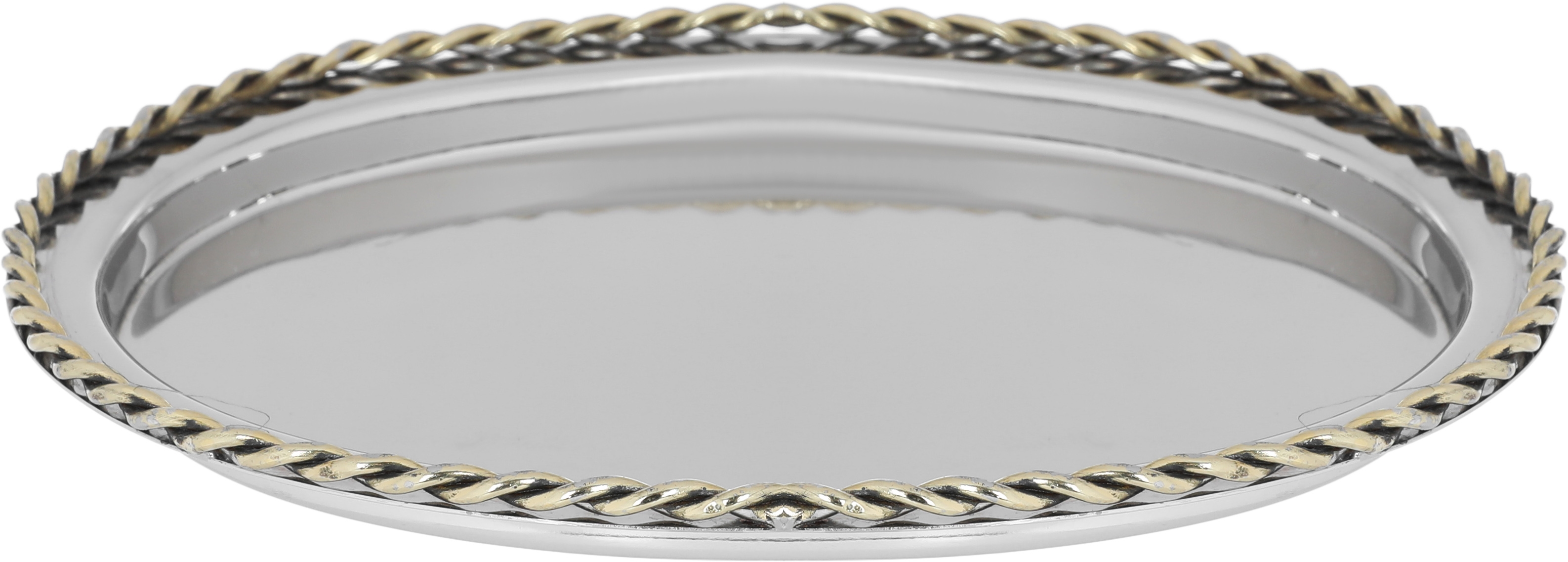 Al Saif Gallery steel serving plate, 19 x 16 x 2.6 cm, oval - silver product image 1