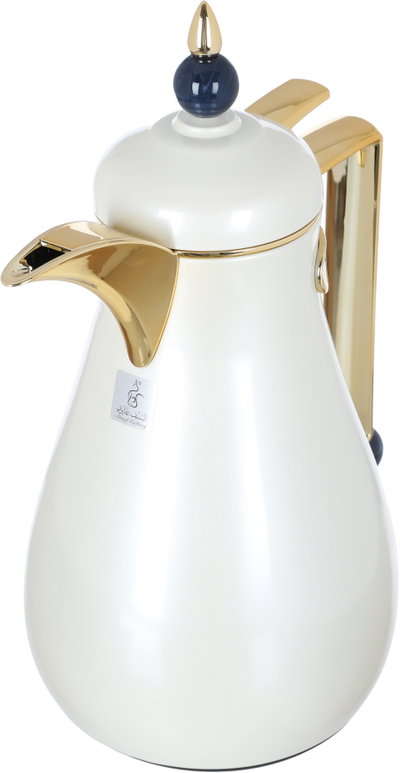 Al Saif Gallery Crystal Thermos Set, 1/0.7 litre, tofaria, thermal glass inner container, steel outer shell - pearl gold product image 4