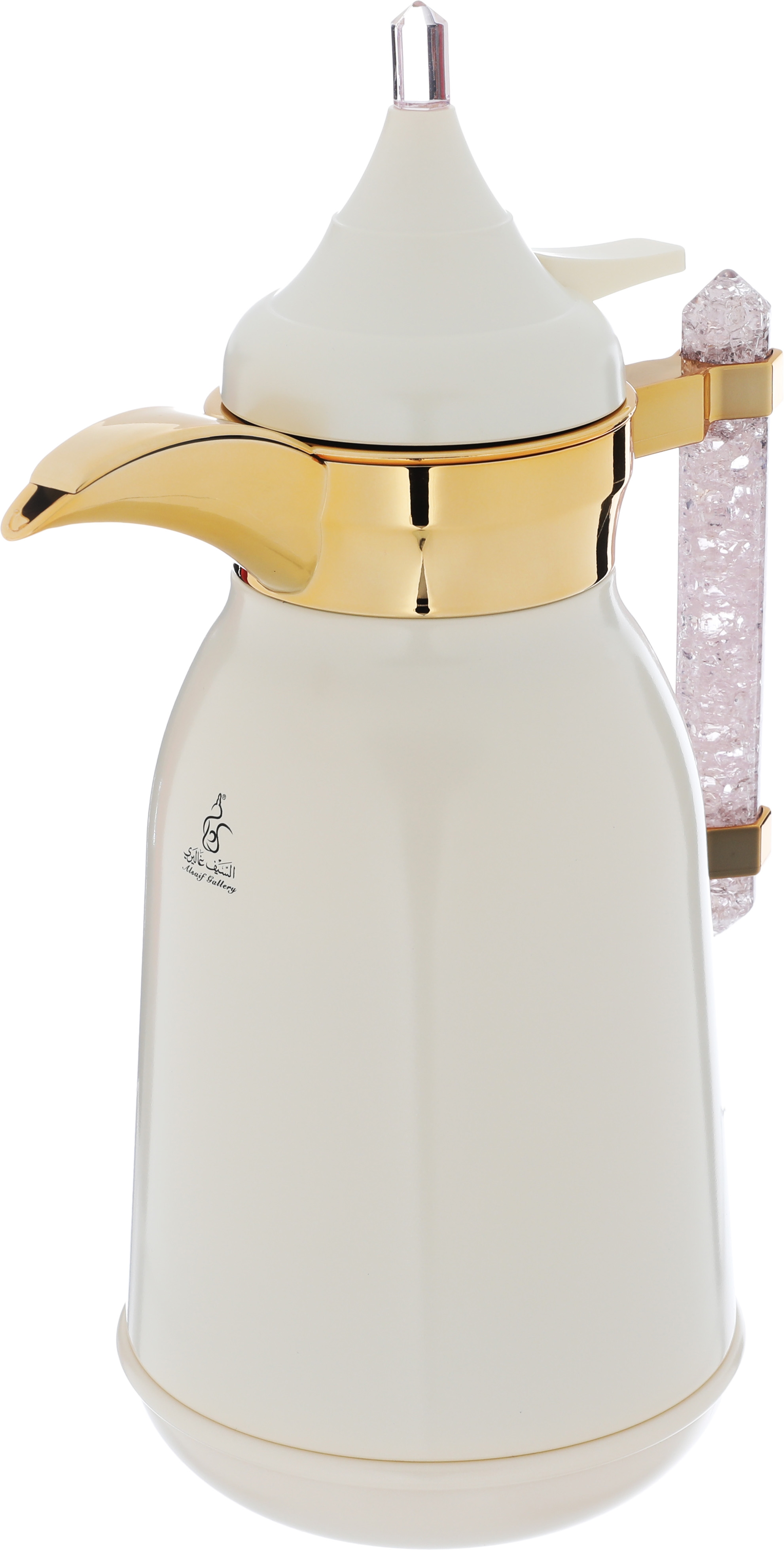 Al Saif Gallery Shahad thermos set, 1/1 liter, crystal handle, thermal glass inner case, stainless steel outer case - pearl product image 3