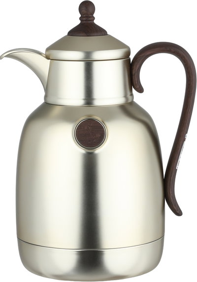 Lalooza Bran Thermos Set, 0.7/1 Liter, Glass Interior, Push-Button Lid - Matte Wood Finish Silver product image 7