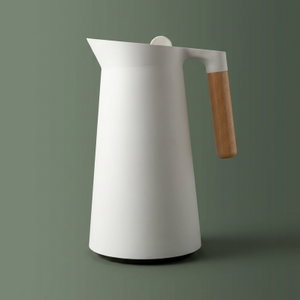 ترمس ليندا تايملس، 1 لتر، يد خشبي، حافظة داخلية زجاج حراري - أبيض product image