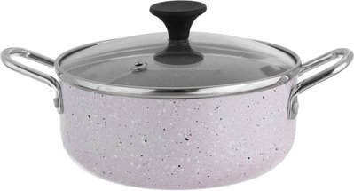 Rocky Granite Cooking Pot, 14 cm, Glass Lid - Pink product image 3