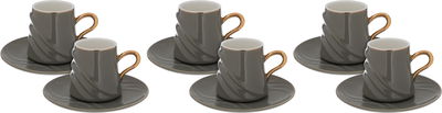 Al Saif Gallery Porcelain Coffee Cups Saucer Set, 12 Pieces, 100 Ml - Gray product image 1