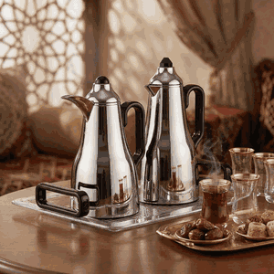 طقم ترامس عبق السيف غاليري، 1/0.7 لتر، حافظة داخلية زجاج، 3 قطع، طوفرية ، يد اسود - شفاف فضي product image 2