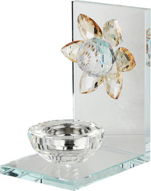 مبخرة زجاج السيف غاليري، 9.5x12x16 سم، قاعدة مربع - ذهبي شفاف product image 2