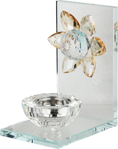 مبخرة زجاج السيف غاليري، 9.5x12x16 سم، قاعدة مربع - ذهبي شفاف product image 2