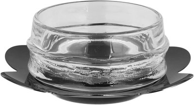 Al Saif Gallery Glass Serving Bowl, 14/9 cm, 2 pieces, Metal Base - Glossy Black Clear product image 2
