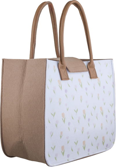 شنطة ترامس قماش السيف غاليري، 40x23x35 سم، نقش زهور - ابيض بني فاتح product image 2