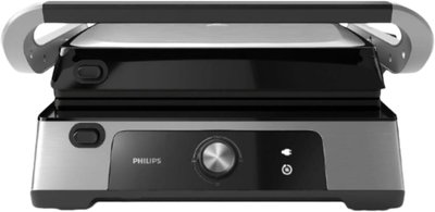 شواية كونتاكت جريل المونيوم فليبس سيريس 5000، 2200 واط، 180 درجة، ألواح قابلة للإزالة، HD6301/90 - فضي اسود product image 1