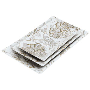 طقم صحن تقديم بورسلان السيف غاليري، 3 قطع، نقش مشجر - ذهبي product image