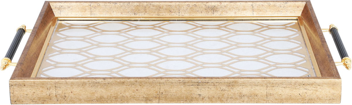 Tofaria Alsaif Gallery glass, 30 x 47 cm, rectangle, golden pattern, handle - gold product image 1