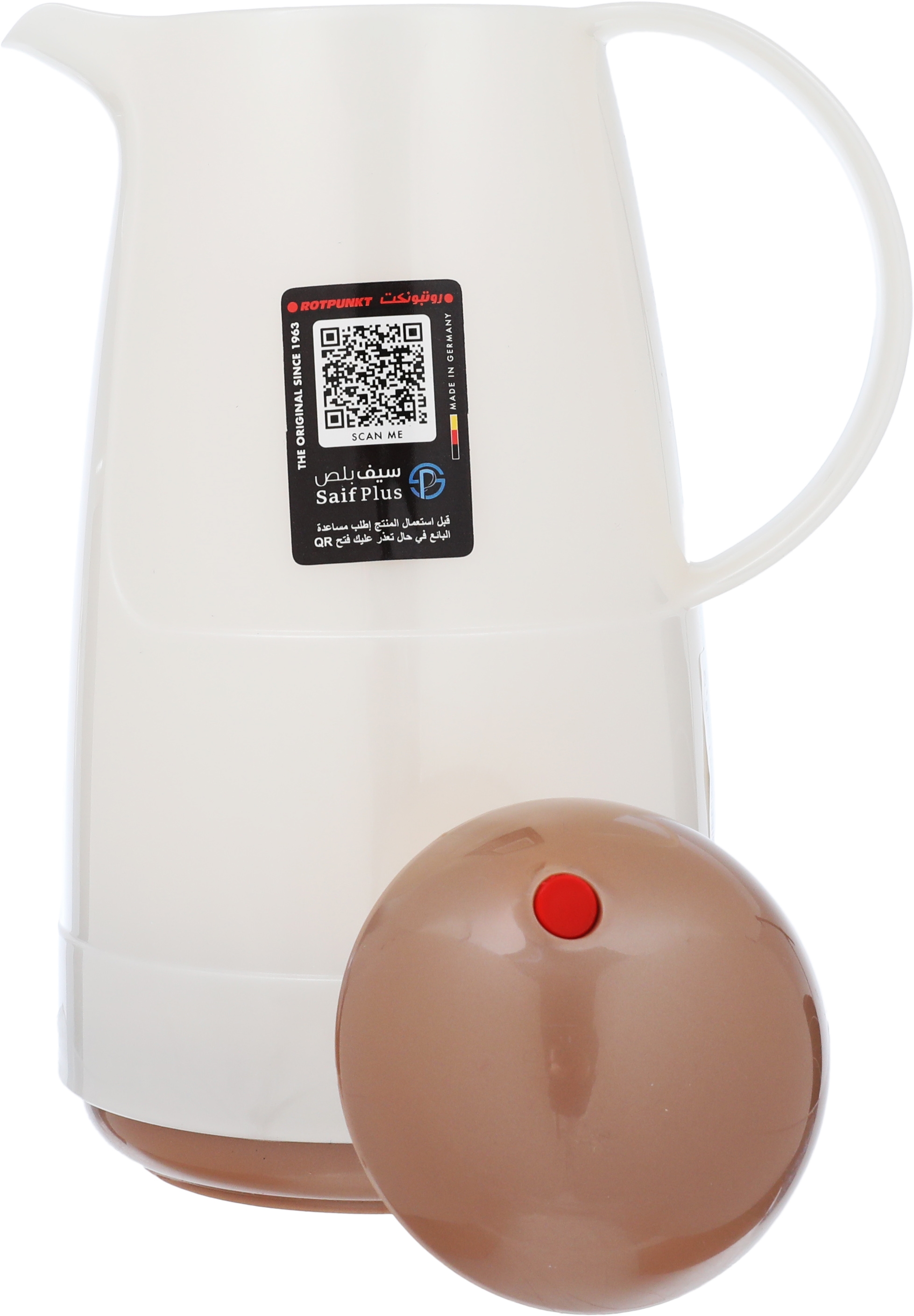 Rotpont thermos, 1 liter, plastic outer, glass inner container, plastic outer shell - white brown product image 3