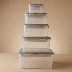 Al Saif Gallery plastic box set, rectangular, 5 pieces - transparent product image