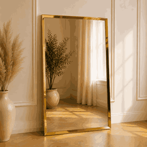 مراية مستطيلة زجاج، 140×70 سم، اطار معدن - ذهبي product image