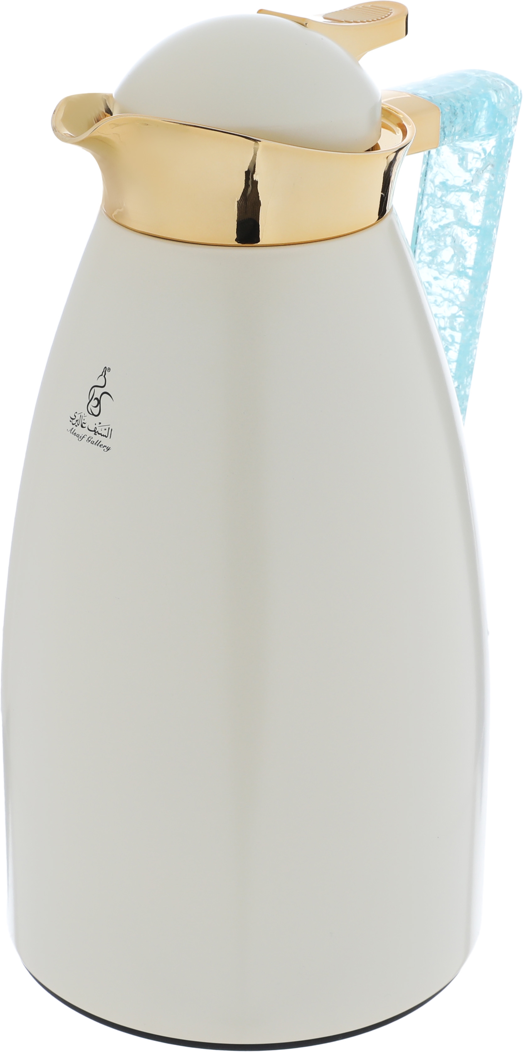 Al Saif Gallery Maha thermos set, two pieces, 1 liter, thermal glass inner shell, steel outer shell - pearl product image 2