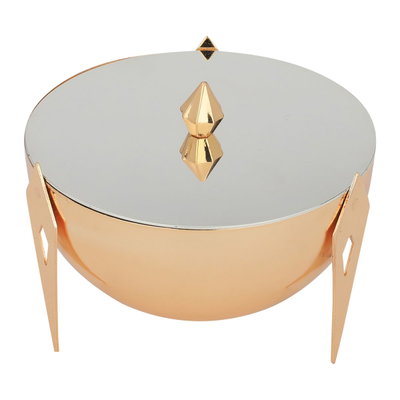 تمرية استيل السيف غاليري، دائرية، بغطاء، بأرجل ذهبي - فضي product image 1
