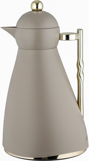 Noor Plastic Glory Thermos, 1 Liter, Glass Inner Container, Pump, Gold Handle - Cappuccino product image 2