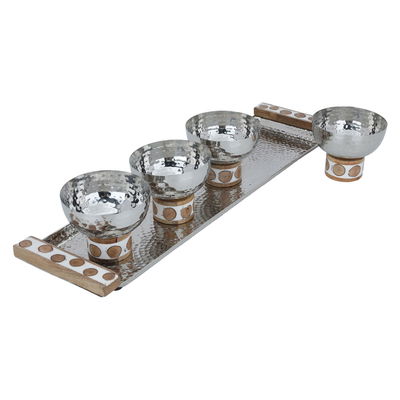 Al Saif Gallery yogurt set with steel topper, 10 x 16 x 63 cm, 5 pieces, base - silver product image 2