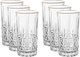 Al Saif Gallery glass water cups set, 350 ml, with golden font, 6 pieces - transparent product image 1