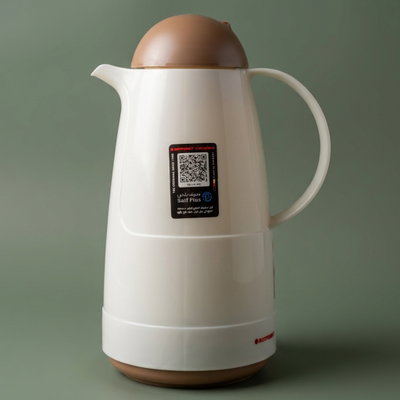Rotpont thermos, 1 liter, plastic outer, glass inner container, plastic outer shell - white brown product image 1