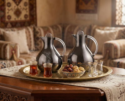 طقم ترامس ليال السيف غاليري، 0.6 / 0.9 لتر، 2 قطعة، حافظة داخلية زجاج، يد شفاف، ضغاط - أسود شفاف product image 2