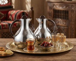 طقم ترامس ليال السيف غاليري، 0.6 / 0.9 لتر، 2 قطعة، خامة داخلية زجاج، هيكل خارجي بلاستيك، يد خشبي، ضغاط - فضي خشبي product image 2