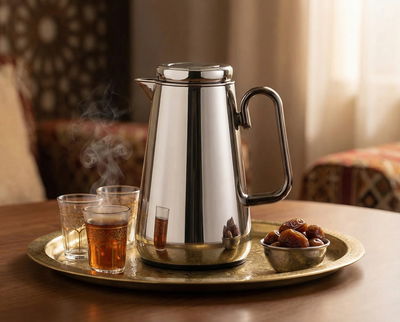 Al Saif Gallery Stainless Steel Thermos, 1 Liter, Heat-Resistant Glass Interior, Push Button - Shiny Silver product image 2