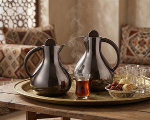 طقم ترامس ليال السيف غاليري، 0.6 / 0.9 لتر، 2 قطعة، خامة داخلية زجاج، هيكل خارجي بلاستيك، يد خشبي، ضغاط - أسود خشبي product image 2