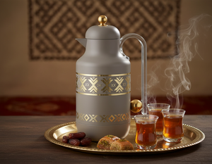 ترمس خزامي السيف غاليري، 1 لتر، خامة داخلية زجاج، يد شفاف، غطاء ضغاط - كابتشينو ذهبي product image 2