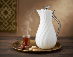 ترمس ليال جلوري، 1 لتر، خامة داخلية زجاج، يد شفاف، غطاء ضغاط - ابيض product image 2