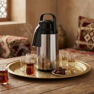 Zogershi Abu Feel Japanese Thermos, 3 Liter, Glass Inner Container, Stainless Steel Outer Body, Push Button, Safety Lock, 360 Degree - Silver Black product image 2