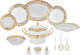 Ridge Porcelain Dinner Set, 110 Pieces - White Gold product image 1