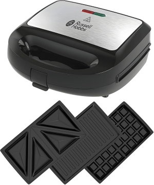 صانع ساندوتش ووافل راسل هوبز، 750 واط، 3x1، الواح قابلة للازالة، SWM101 -  اسود product image