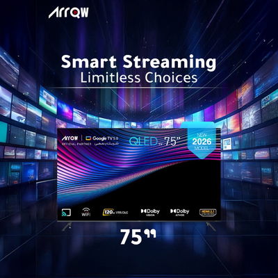 تلفزيون سمارت بدون اطار اركيو، 75 بوصة، QLED، 4K UHD، نظام جوجل، RO-75LCQ120 - اسود product image 4