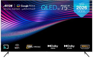 تلفزيون سمارت بدون اطار اركيو، 75 بوصة، QLED، 4K UHD، نظام جوجل، RO-75LCQ120 - اسود product image 6