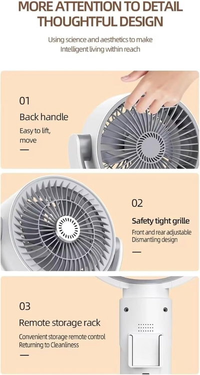 مروحة محمولة دينكس، 5 سرعات، 3 مستويات، DX2607 - ابيض product image 3